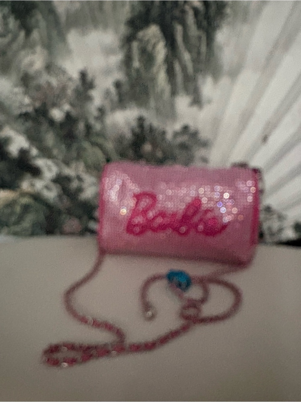 Barbie Hot Pink Crystal Crossbody Bag with Chain - Picture 3 of 4